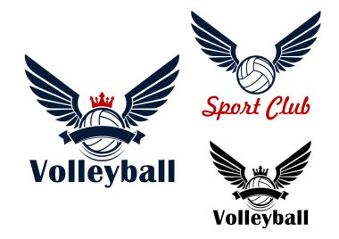 Volleyball game symbol with winged balls
