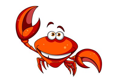 Happy smiling red cartoon crab