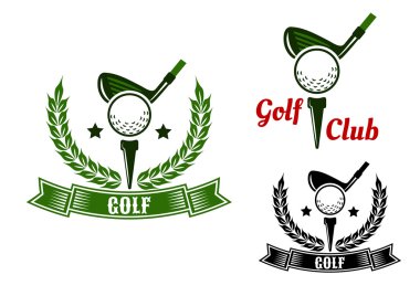 Golf club emblems with first stroke from tee