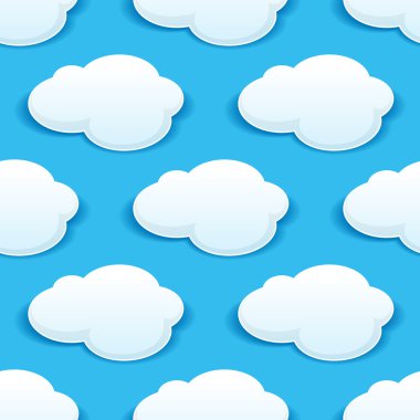 Seamless background pattern of fluffy white clouds