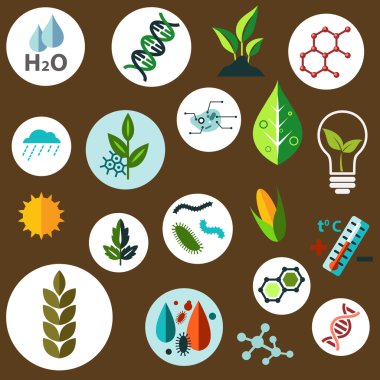Science and agronomic research flat icons