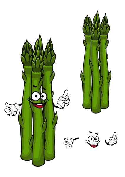 Green asparagus vegetable cartoon character — Stok Vektör