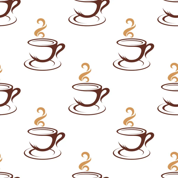 Coffee seamless pattern with cappuccino cups — Stock Vector