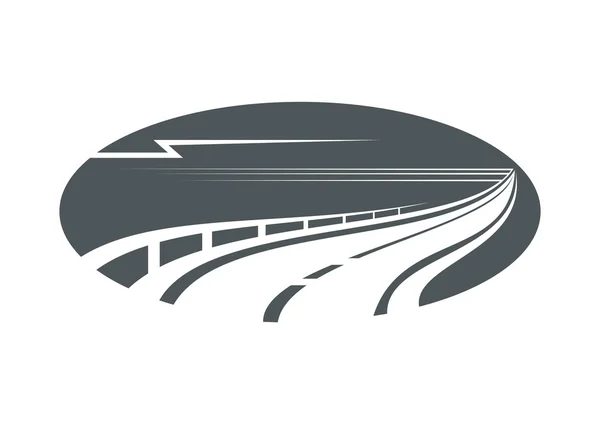 Autostrada, strada o sentiero icona grigia — Vettoriale Stock