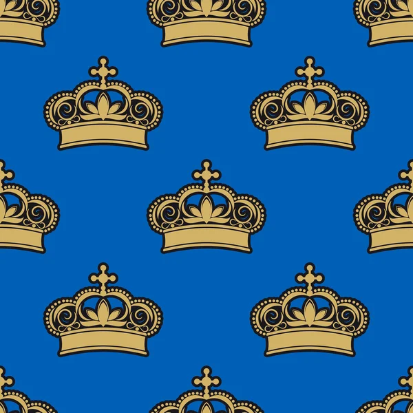 Golden royal crowns seamless pattern — 图库矢量图片