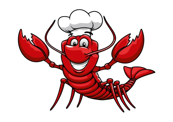 Cartoon red lobster chef in toque cap — Stockový vektor