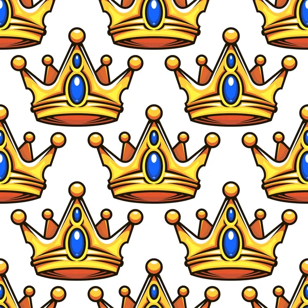 Cartoon golden crowns seamless pattern — Stockvector