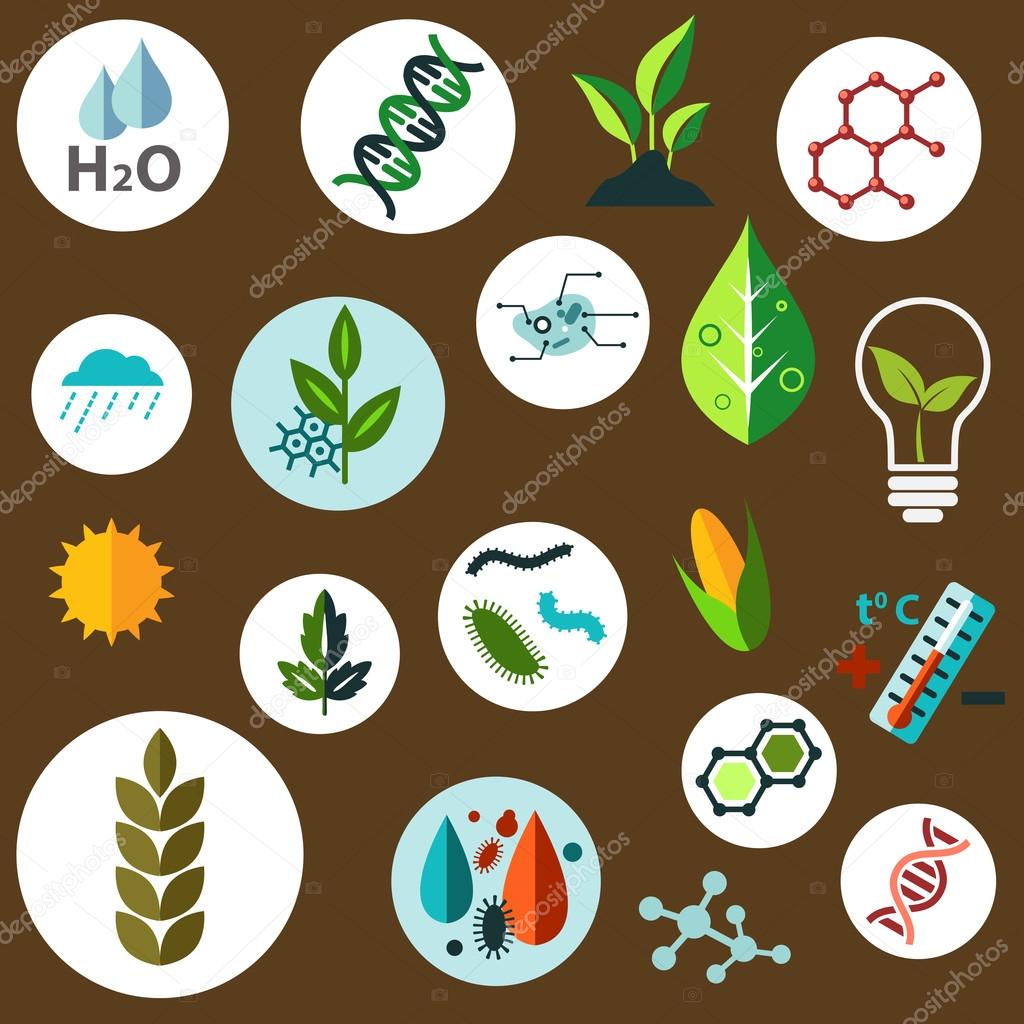 Science and agronomic research flat icons
