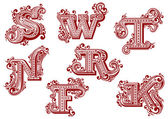 Vintage uppercase red floral letters