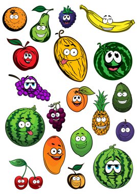 Tropical and garden fruits characters