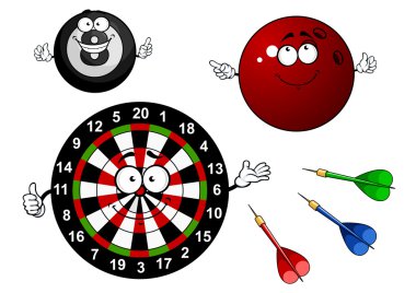 Dartboard, bowling and billiard sport items