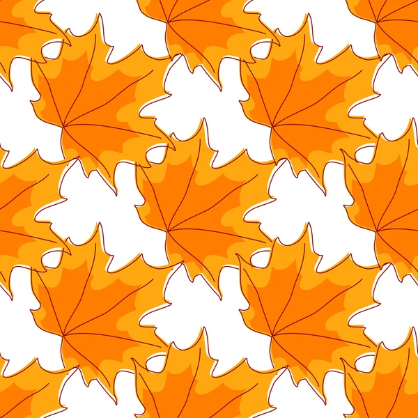 Herbstliche orangefarbene Ahornblätter mit nahtlosem Muster — Stockvektor