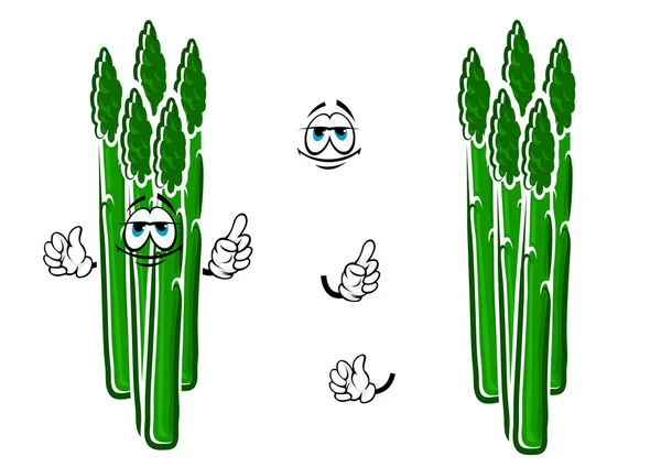 Asparagus vegetable spears cartoon character — 图库矢量图片