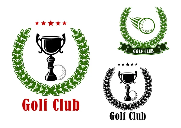 Club de golf emblemas heráldicos e iconos — Vector de stock