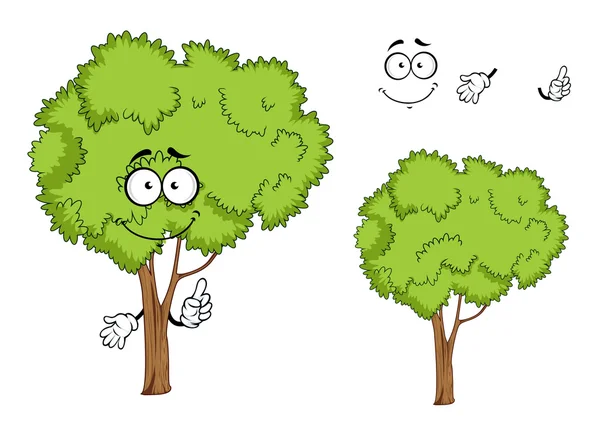 Cartoon isolated green tree character — Stok Vektör