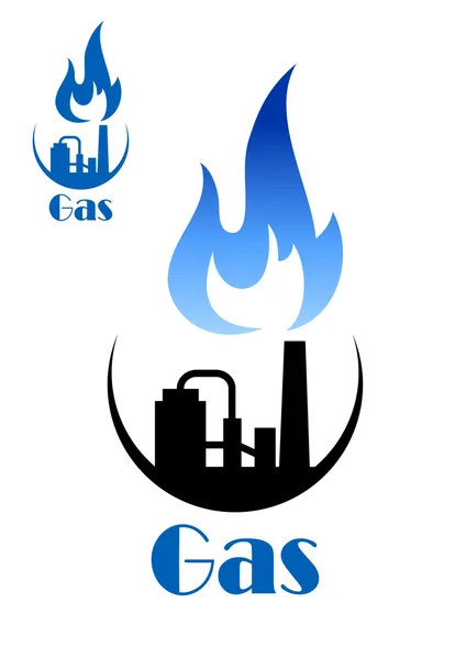 Factory pipes with blue flame of natural gas — 图库矢量图片