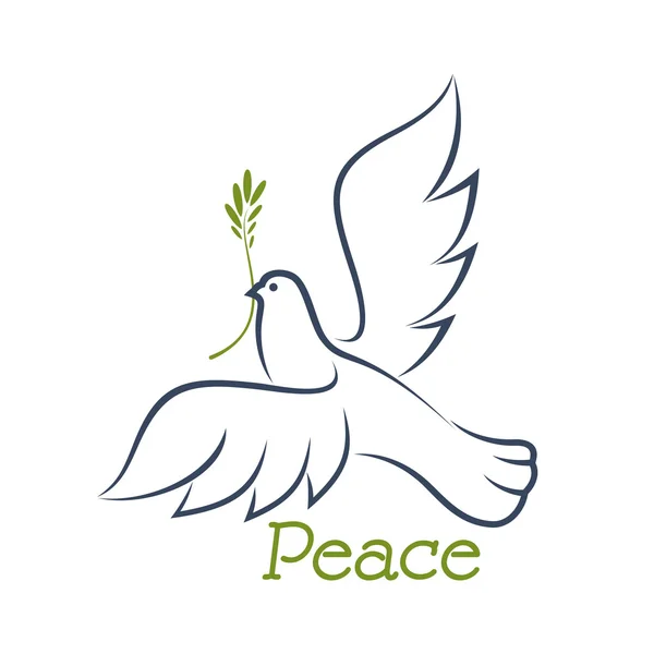 Dove of peace with green olive — Stock vektor