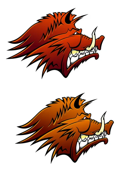 Wild boar mascot with big tusks — Stok Vektör