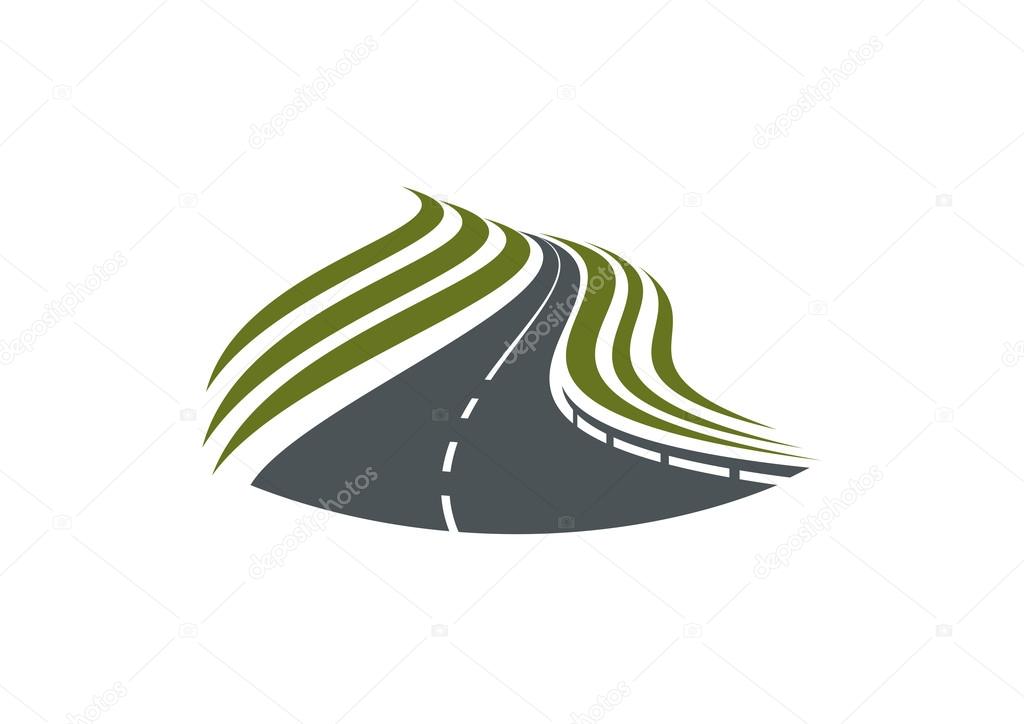 Highway road symbol with dividing strip