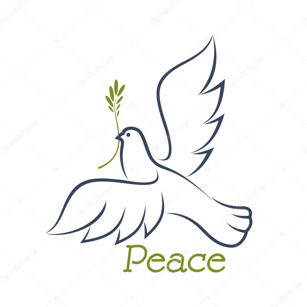 Dove of peace with green olive