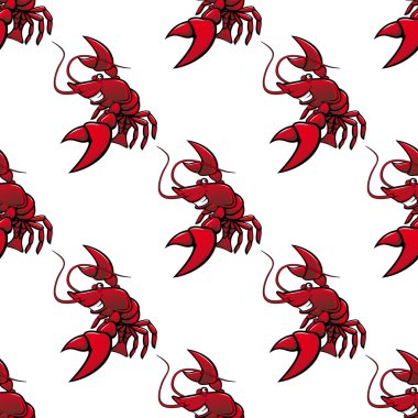 Cartoon red lobsters seamless pattern