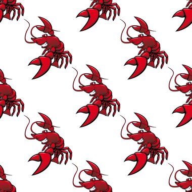 Cartoon red lobsters seamless pattern
