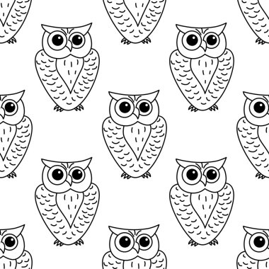 Horned owl seamless background pattern
