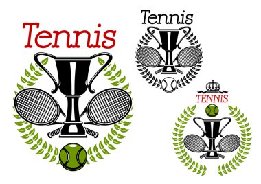 Tennis sport emblems with game items
