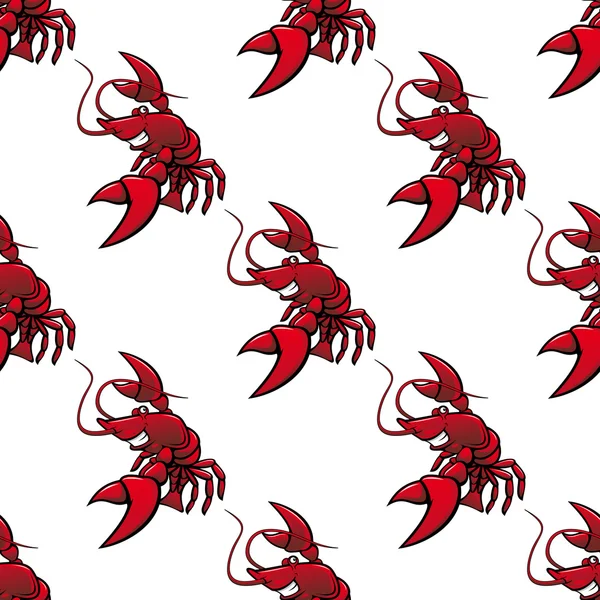 Cartoon red lobsters seamless pattern — Stock Vector