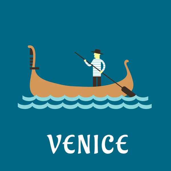 Veneziano gondoleiro projeto de viagem plana —  Vetores de Stock