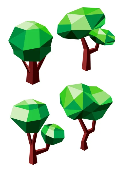 Geometric polygonal green trees icons — Stock vektor