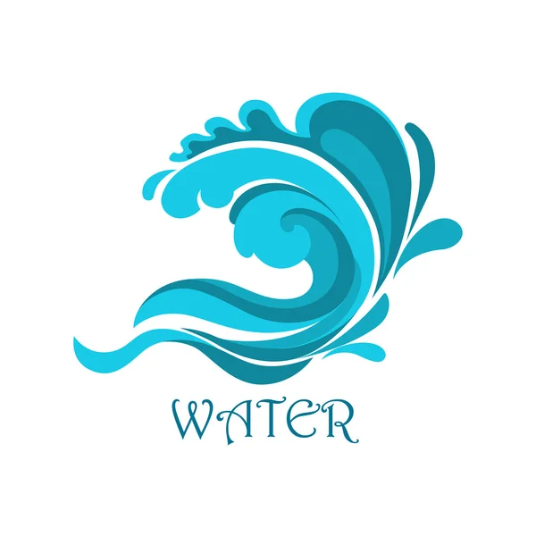 Ocean wave emblem with curly elements — Stock Vector