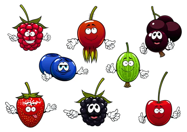 Sweet cartoon isolated berries characters — 스톡 벡터
