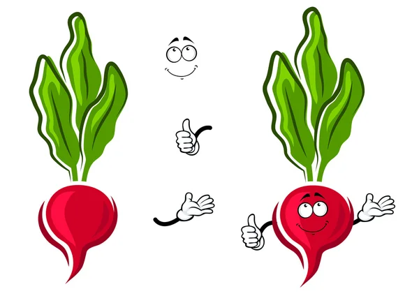 Cartoon pink radish vegetable character — Stockvector