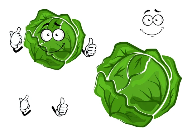 Isolated cartoon green cabbage vegetable — Stok Vektör