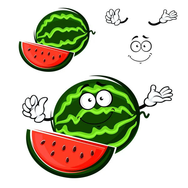 Wassermelone Frucht Zeichentrickfigur isoliert — Stockvektor