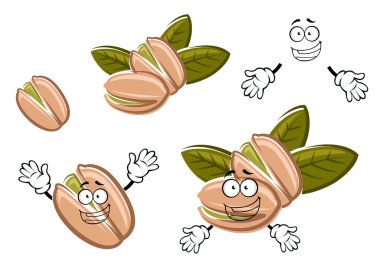 Cartoon pistachios with shells and nuts