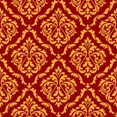 Damask seamless pattern with orange and red colors