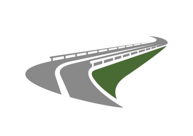 Road with guardrails passing on the edge of slope clipart