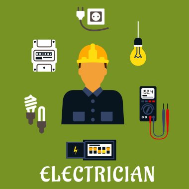 Electrician with devices and tools