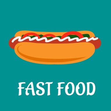 Fast food hotdog sosis ve sebze ile