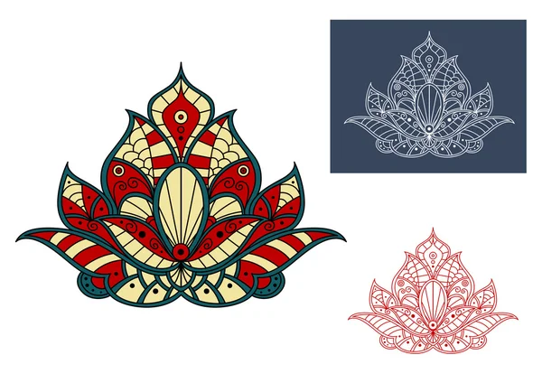 Indische Blume mit bunten Paisley-Ornamenten — Stockvektor