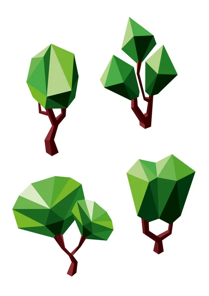 Abstract polygonal green trees icons — Stock vektor