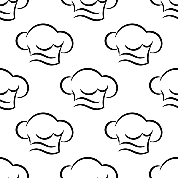 Chef or cook caps seamless outline pattern — Stok Vektör