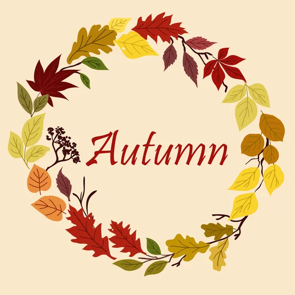 Autumnal yellow, red, orange and green leaves frame — ストックベクタ