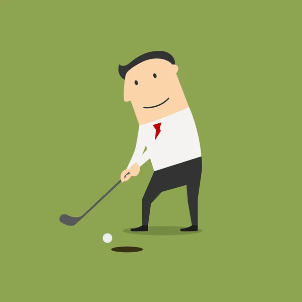 Businessman putting ball into a hole — Stockový vektor