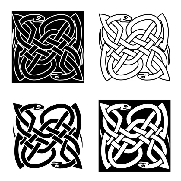 Serpientes celtas dispuestas en forma de nudo tradicional — Vector de stock
