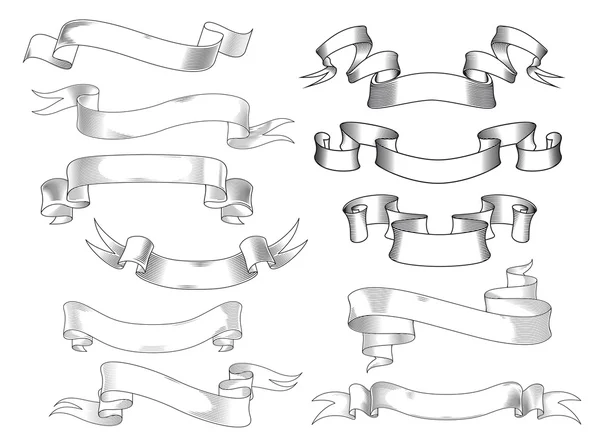 Bannières et rouleaux de rubans vintage — Image vectorielle