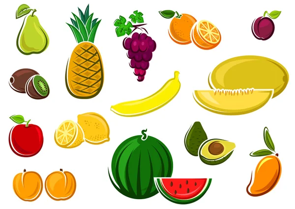 Jugosas frutas frescas aisladas saludables — Archivo Imágenes Vectoriales