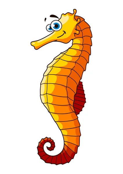 Gelbe Unterwasser-Seepferdchen-Zeichentrickfigur — Stockvektor
